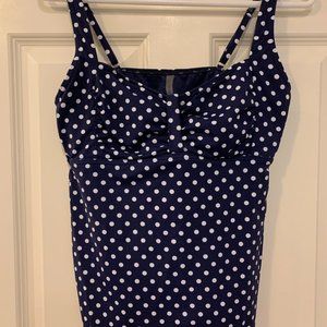 WOMENS Lands' End bathing suit top, navy & white polka dots, size 10, like new!!